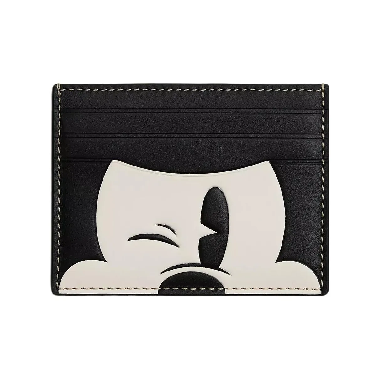 COACH Disney Slim ID Case Disney Collaboration кошелек из телячьей кожи держатель для карт женский черный