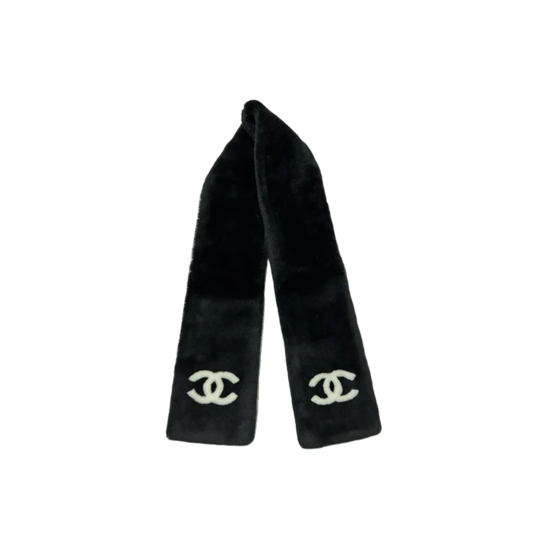 CHANEL Knit Scarves Unisex Black