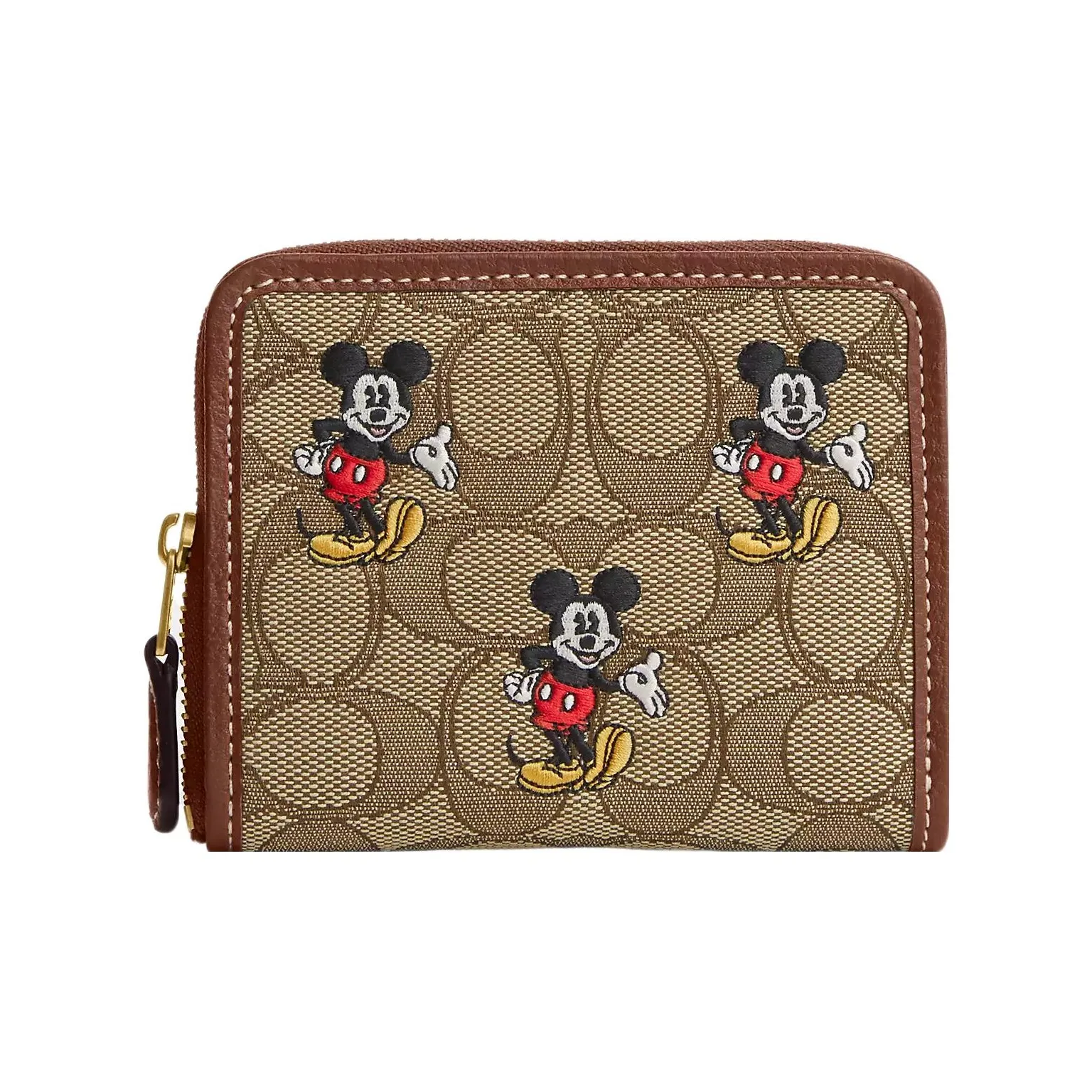 COACH Pebble Leather Coin Purse Wallet Mini Women's Brass & Khaki & Rosewood Multicolor