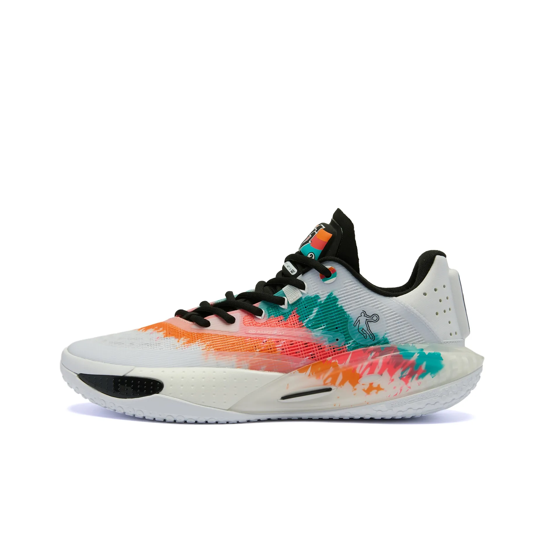 QIAODAN Sharp RISE Carnival Cushioning, Wear Resistant Low Top Basketball Shoes Men's White Orange