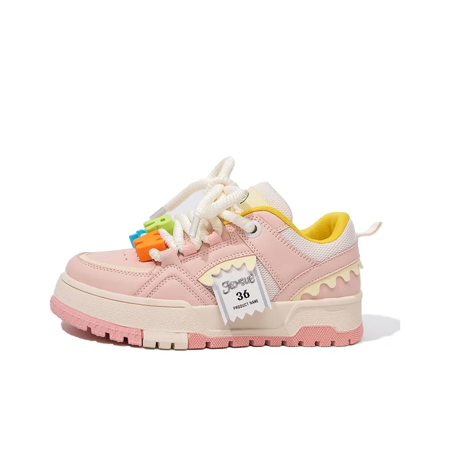 Feiyue Abrasion Resistant Breathable Low Top Skateboard Shoes Women's Pink Yellow
