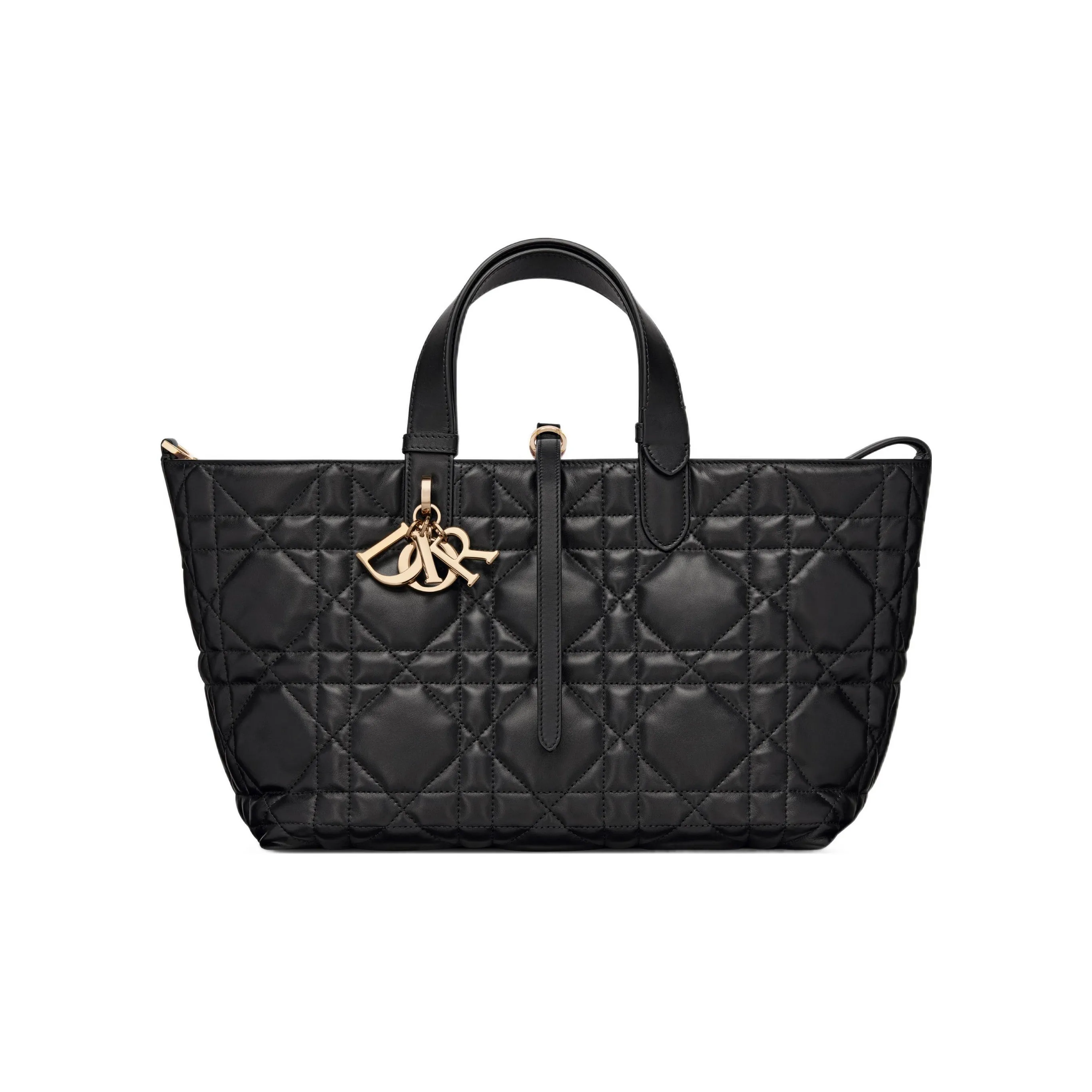 DIOR Cow Leather Handbag Medium Size Women's Black