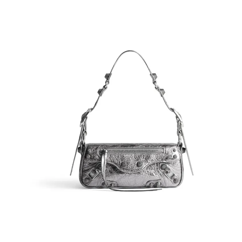Balenciaga Le Cagole Lambskin Crossbody Bag, Shoulder Bag Mini Women's Silver
