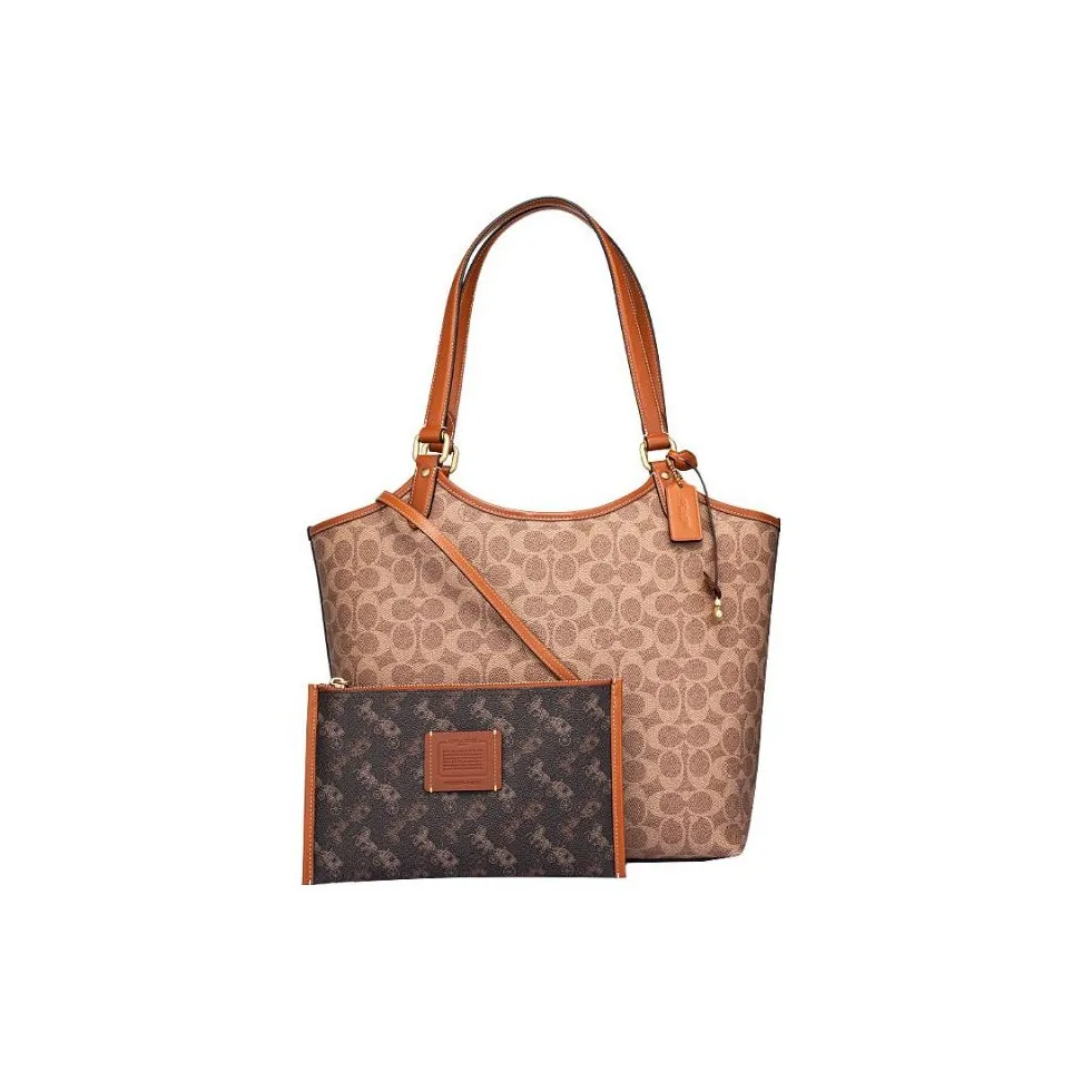 COACH Day Cow Leather With Artificial Leather Tote Bag, Shopping Bag, Handbag, Shoulder Bag Women's Brown