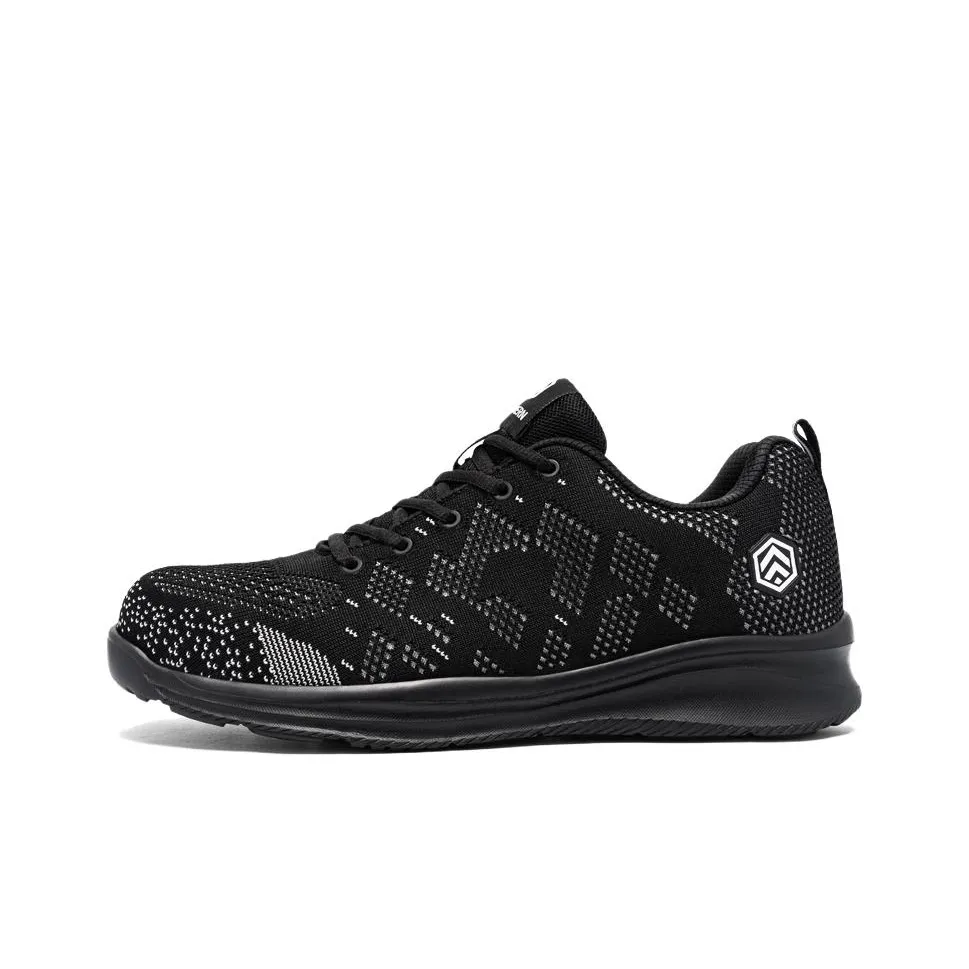 LARNMERN Men
s Shoes Work Boots Anti-Slip And Wear-Resistant Breathable Low-Top Outdoor Shoes Unisex Black Lightweight