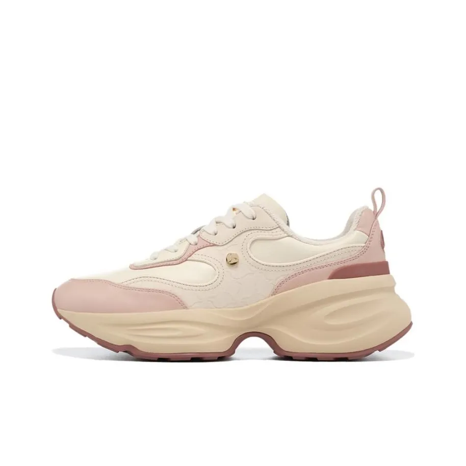 LI NING 1990 Clouds Амортизация Устойчивость к истиранию и прочные свойства Низкий топ Беговые кроссовки Женские Рыжевато-коричневый