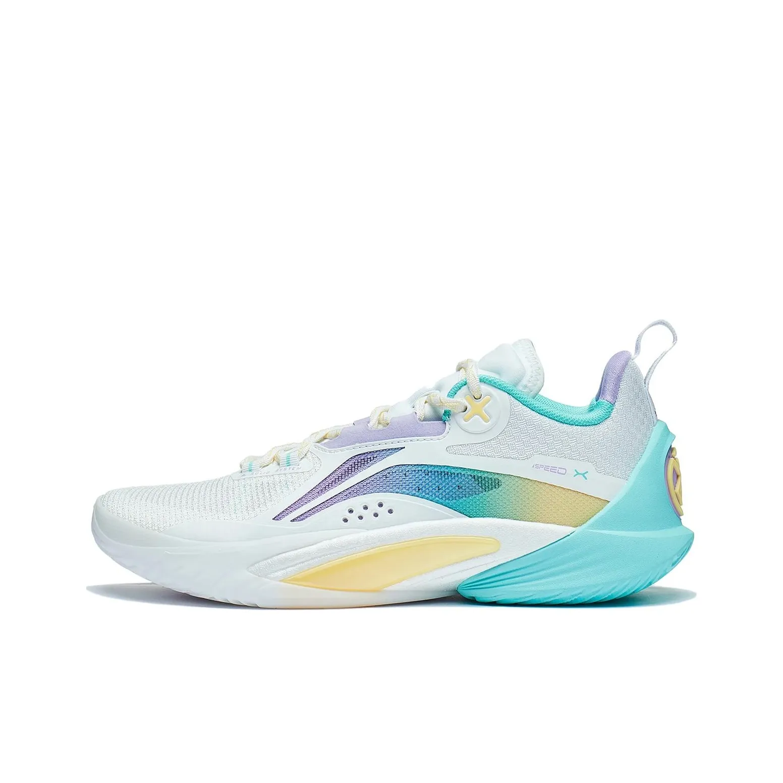 LiNing Speed 10 Cushioning, Slip Resistant, Abrasion Resistant, Breathable Low Top Basketball Shoes Men's White Purple
