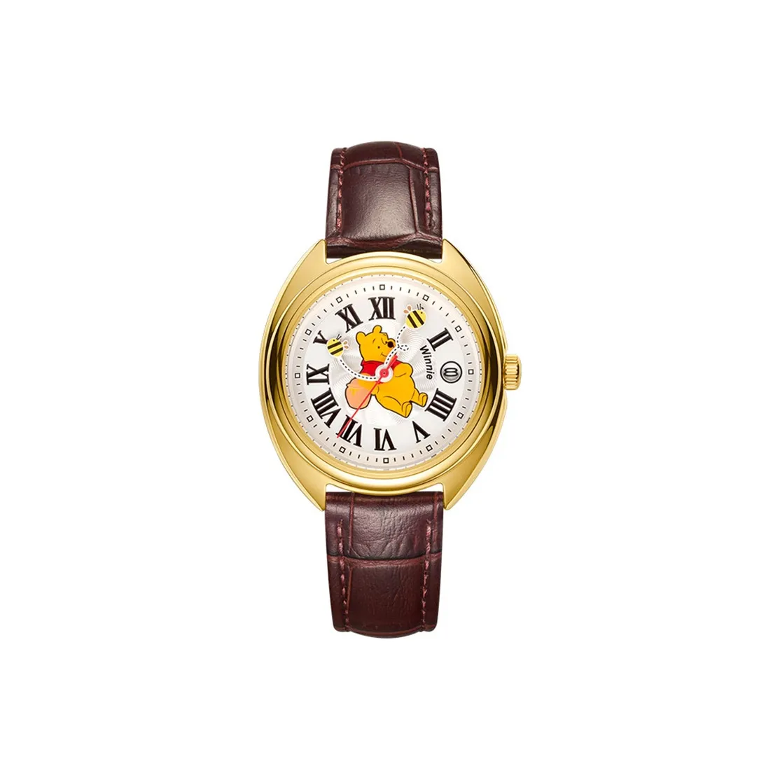 Disney Poof Series Кварцевый механизм Кожаный ремешок Часы Унисекс Белый циферблат