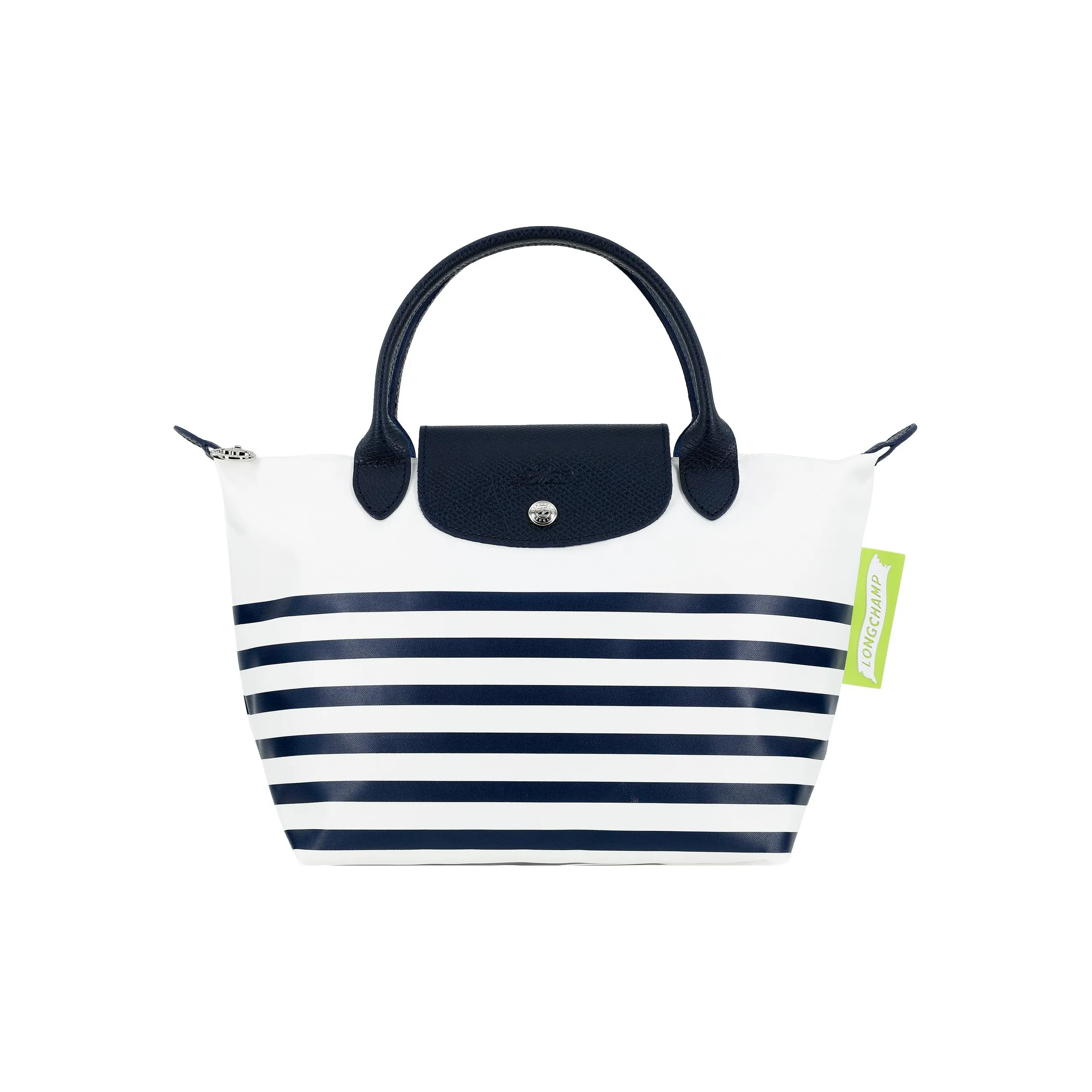 LONGCHAMP Le Pliage Canvas With Leather Dumpling Bag Handbag Small Women's Marine Blue & White