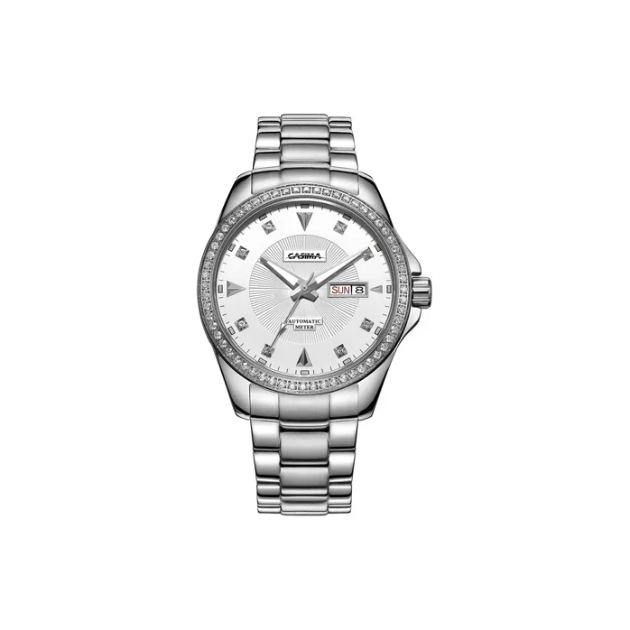 CASIMA Automatic Mechanical Movement Stainless Steel Watchband Watch Unisex Silver Dial