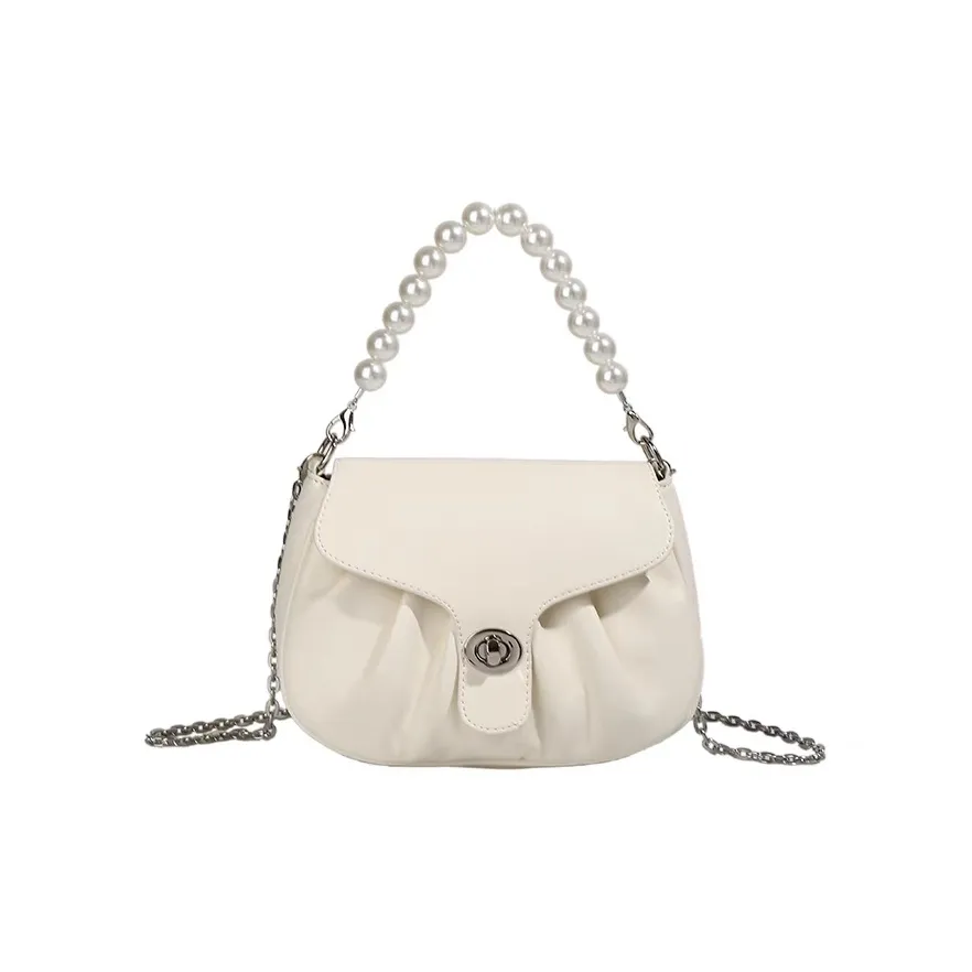 NOMK PU Cloud Bag, Elegant Evening Clutch, Shoulder Bag, Crossbody Bag, Handbag Women's Ivory
