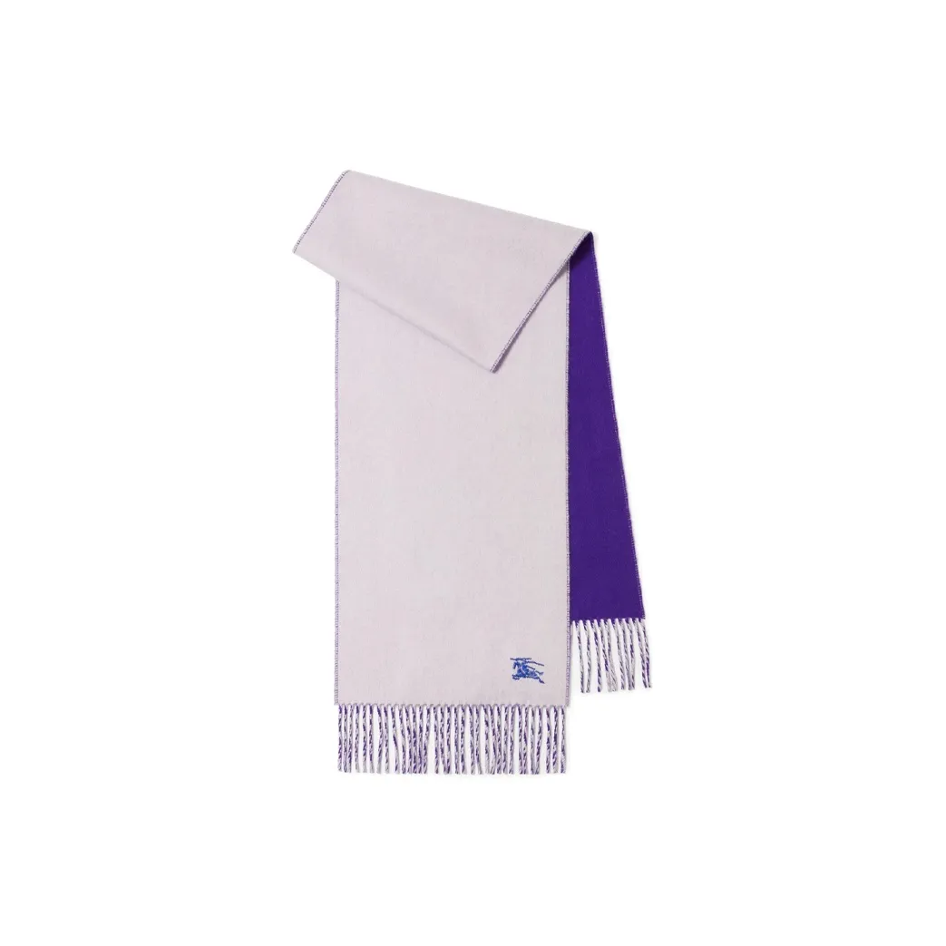 Burberry Logo Embroidered Fringed Edge Scarf