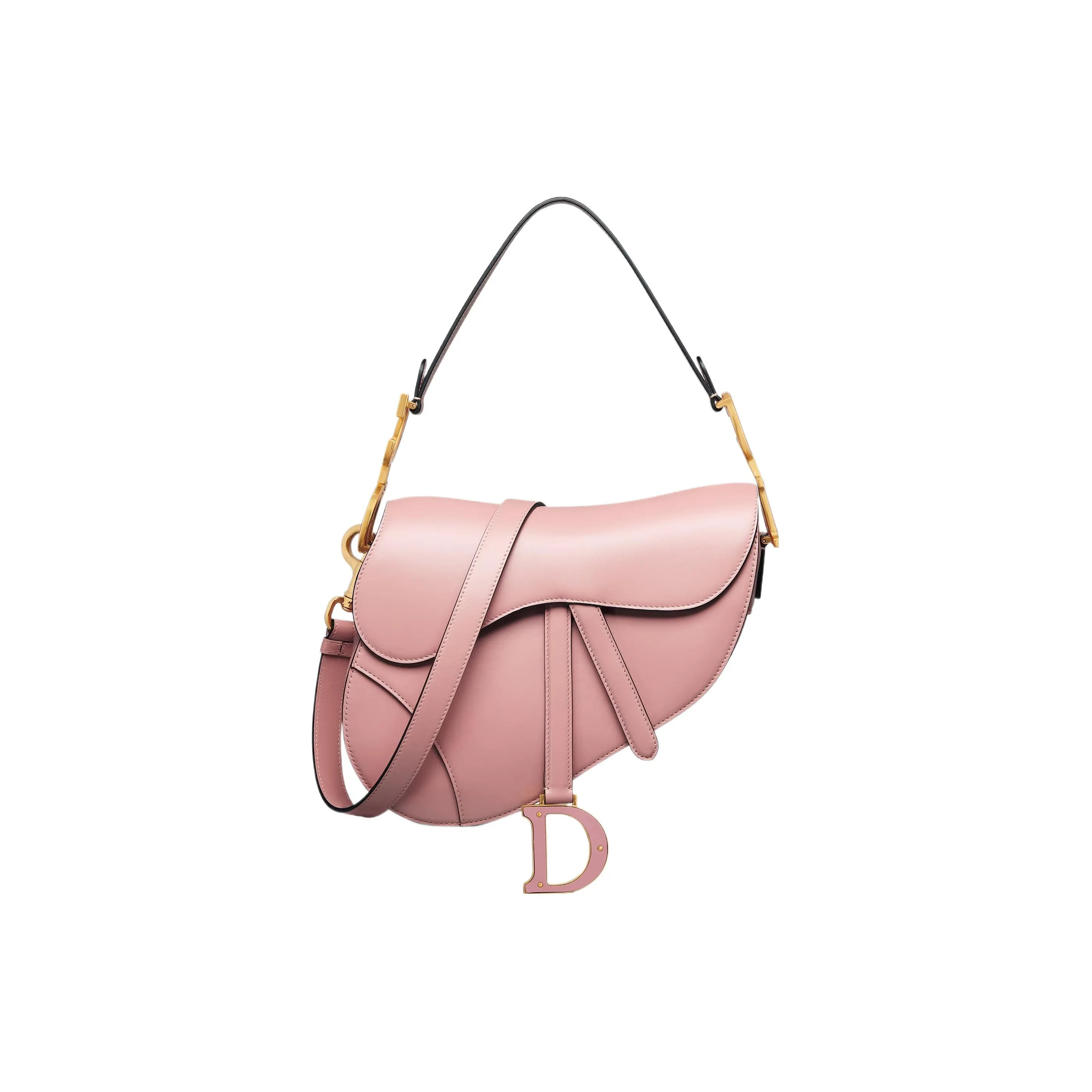 DIOR Smooth Calf Leather Saddle Bag, Shoulder Bag, Crossbody Bag, Handbag Women's Vintage Pink