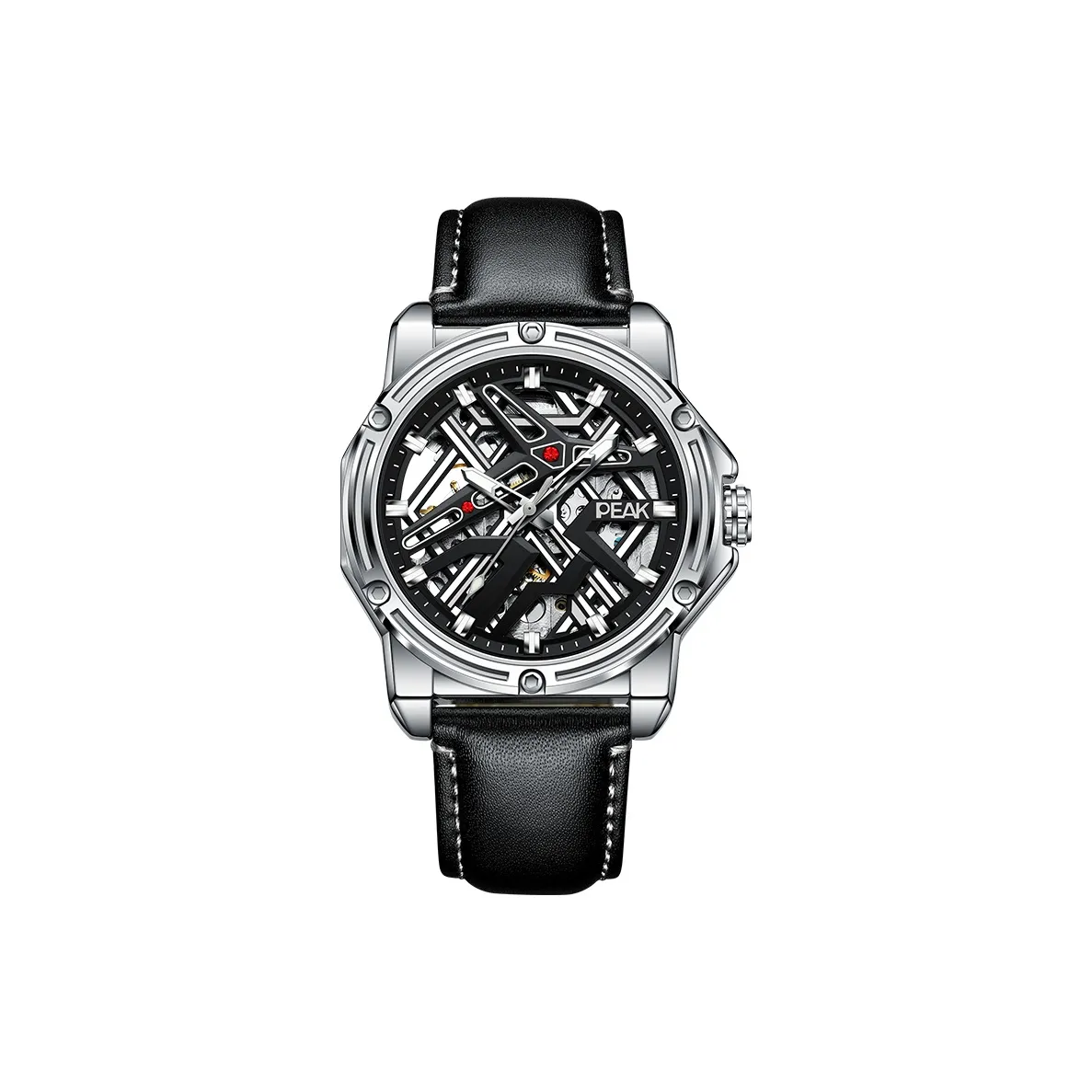 PEAK Pilot Series Mechanical Movement Leather Watch Bands Watch Men's Watches Black Dial