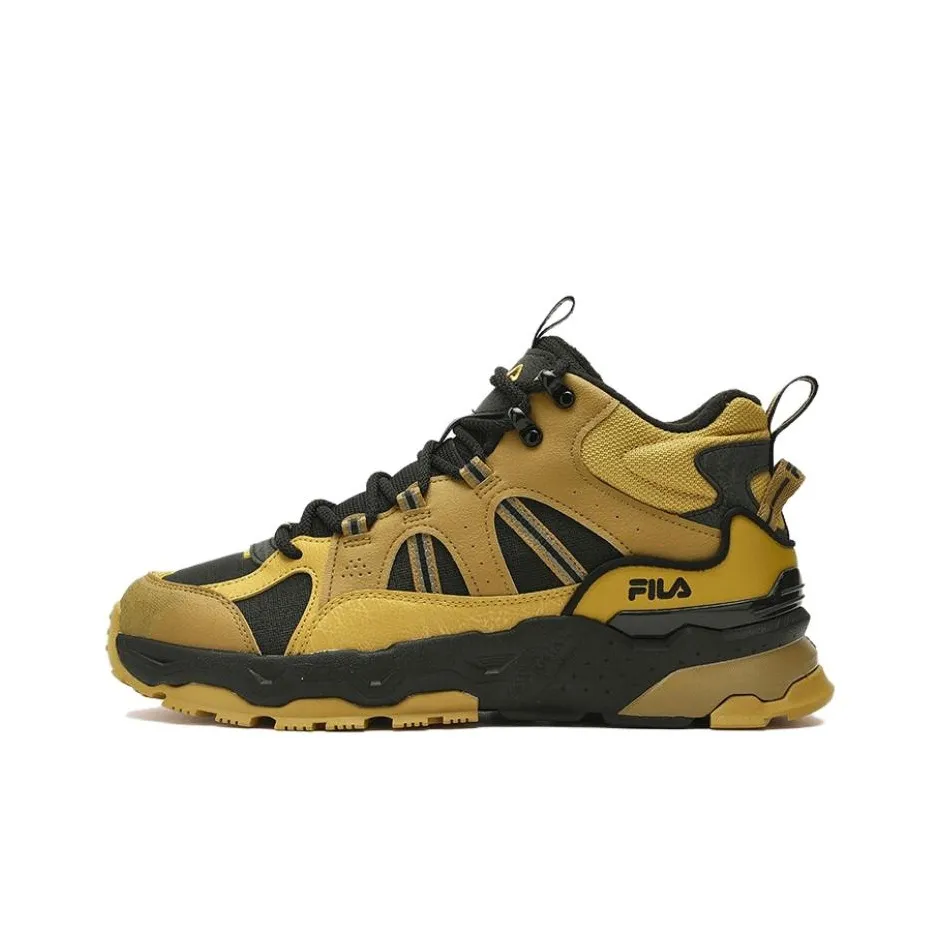 FILA Trek 1S Амортизация Износостойкий MID Топ Повседневная обувь Мужская Черный Желтый