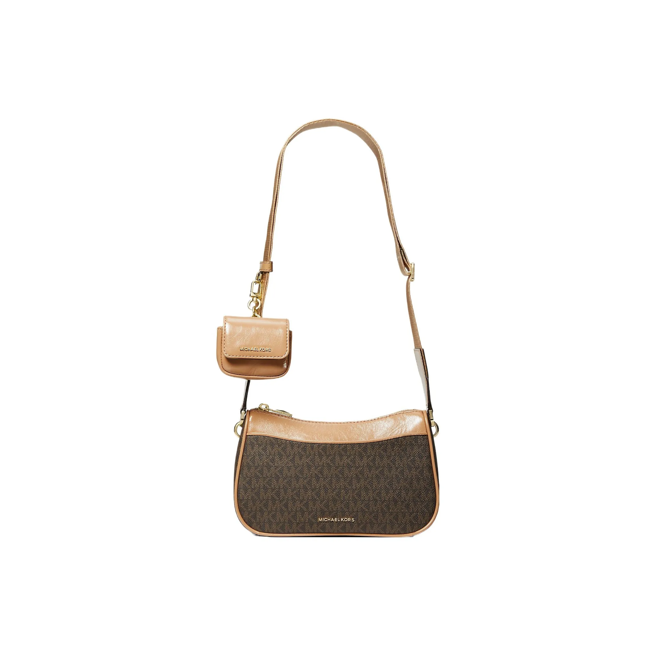MICHAEL KORS Jet Set Canvas With Leather Shoulder Bag, Crossbody Bag Medium Size Women's Camel