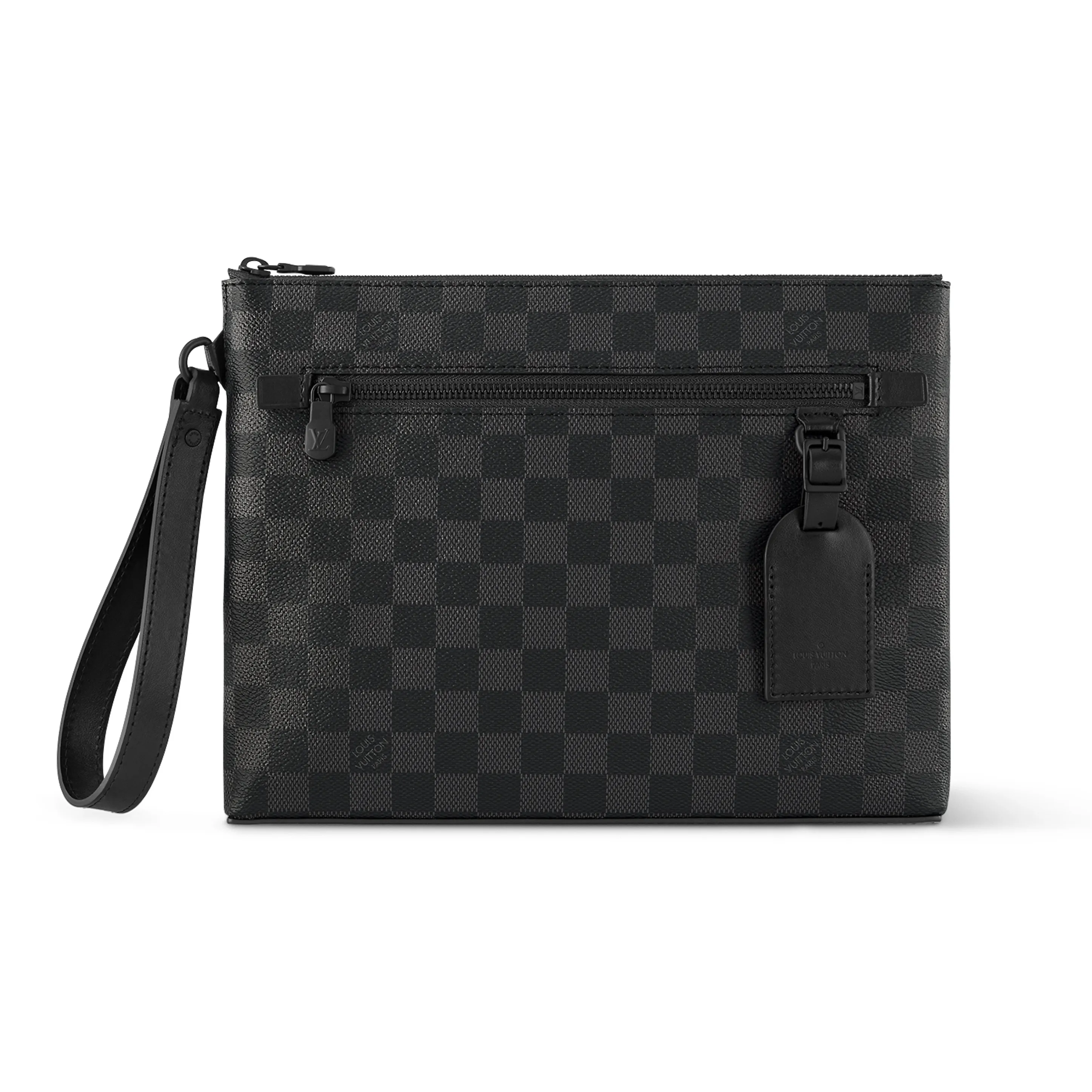 LOUIS VUITTON Canvas With Leather Clutch Men's Black
