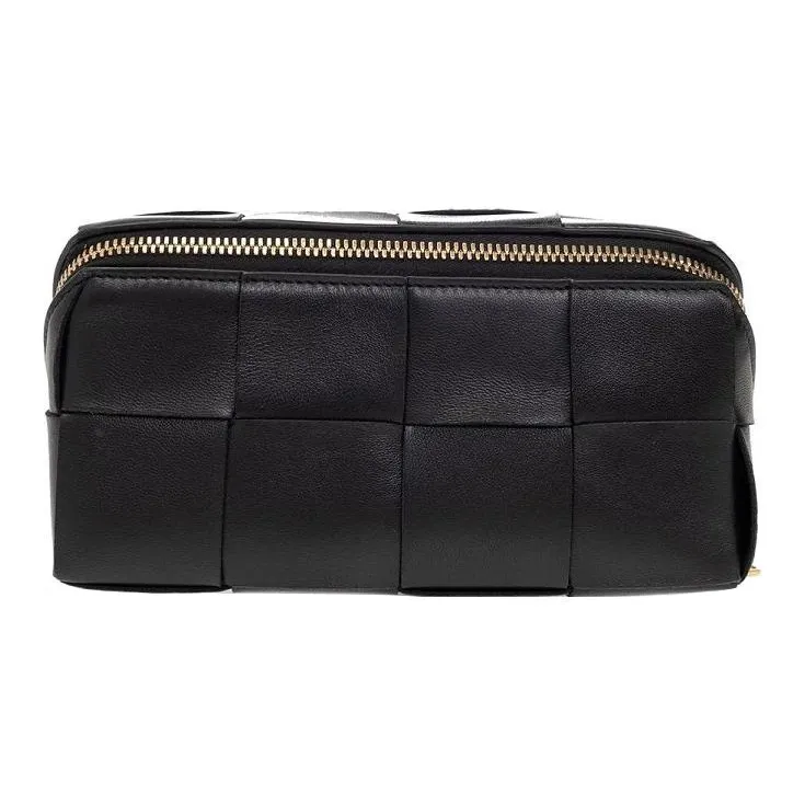 Bottega Veneta Lambskin Makeup Bag Women's Black