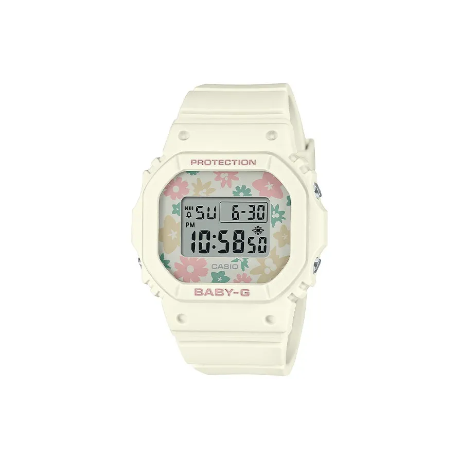 CASIO Baby Collection Кварцевый механизм Смольный ремешок Женские часы Белый циферблат