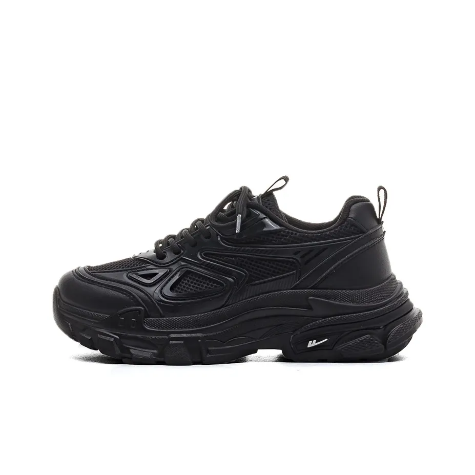 Warrior Height Increasing Abrasion Resistant Slip Resistant Low Top Chunky Sneakers Women's Black