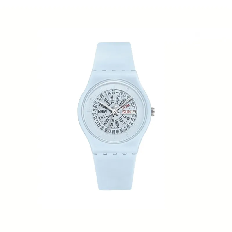 JULIUS JL Прозрачный циферблат часов Кварцевый механизм Смольный ремешок Часы Унисекс Синий циферблат