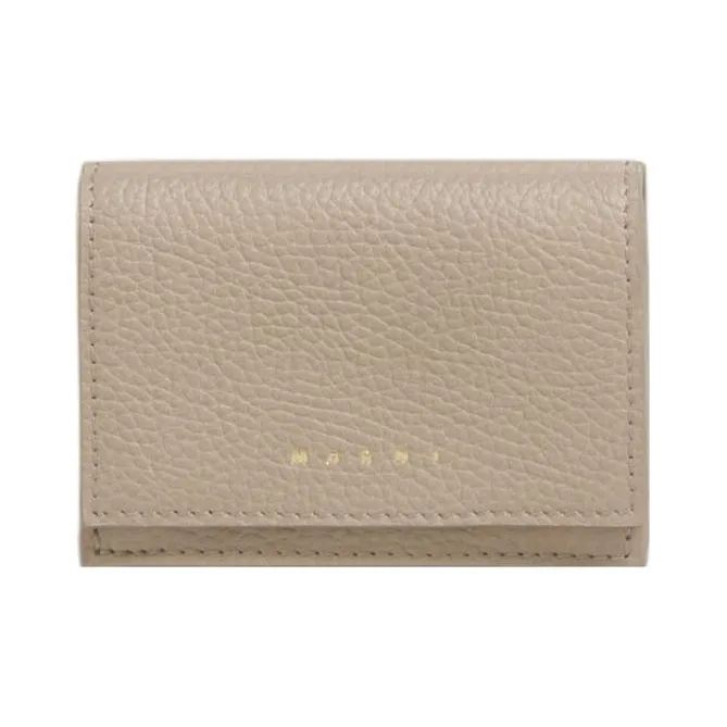MARNI Venice Calfskin Wallet Regular Women's Light Camel & Spherical Green