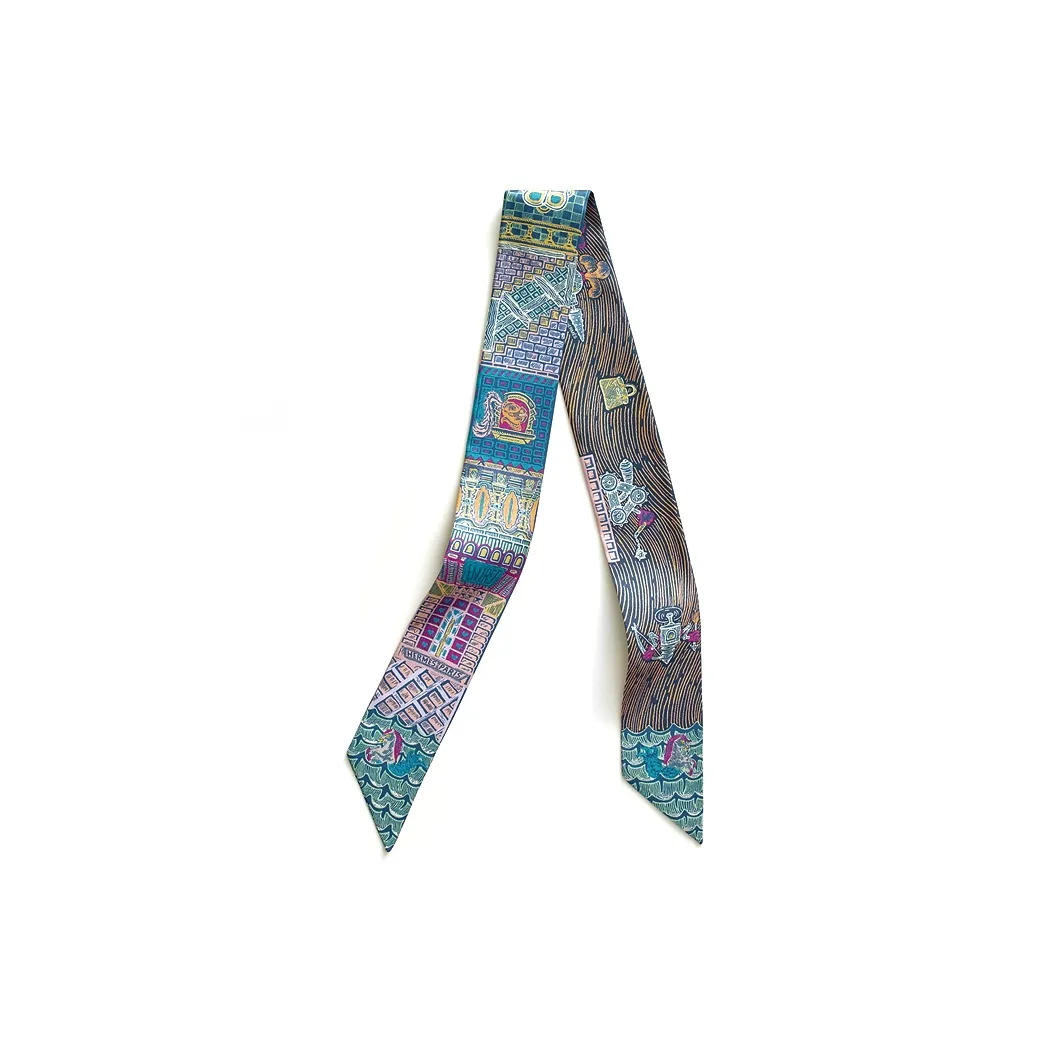 HERMES Шелковые шарфы Женские Синий