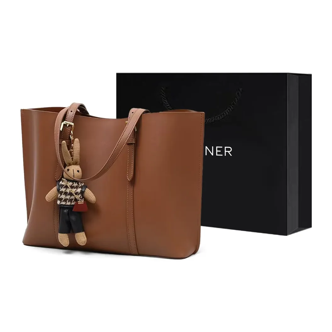 C°BANNER Cow Leather With Synthetic Leather Tote Bag, Shopping Bag, Shoulder Bag Buffalo's Smoke Gray