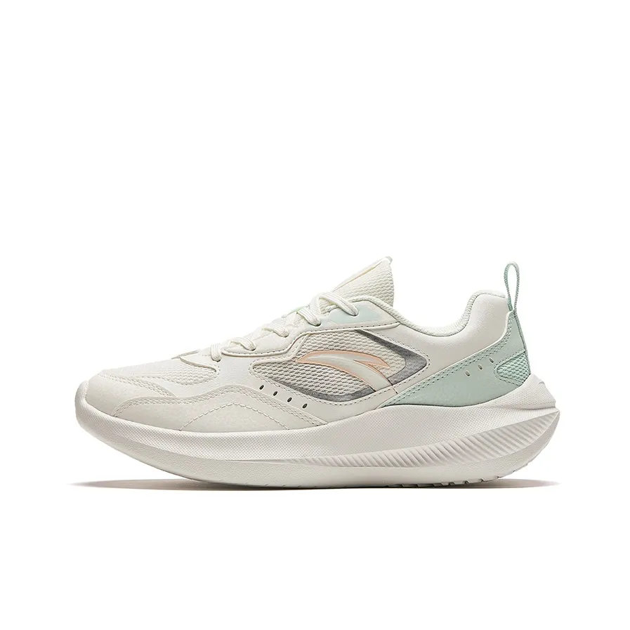Anta Cushioning Abrasion Resistant Lightweight Low Top Running Shoes Women's White Green Pink
