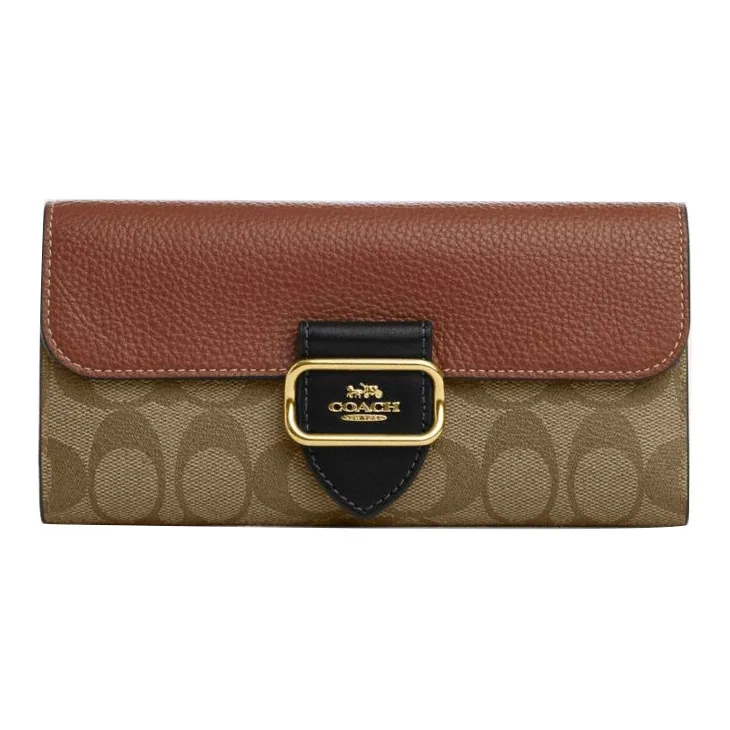 COACH Morgan Коровья кожа Монетница Кошелек Клатч Стандартный Женский Коричневый и Хаки