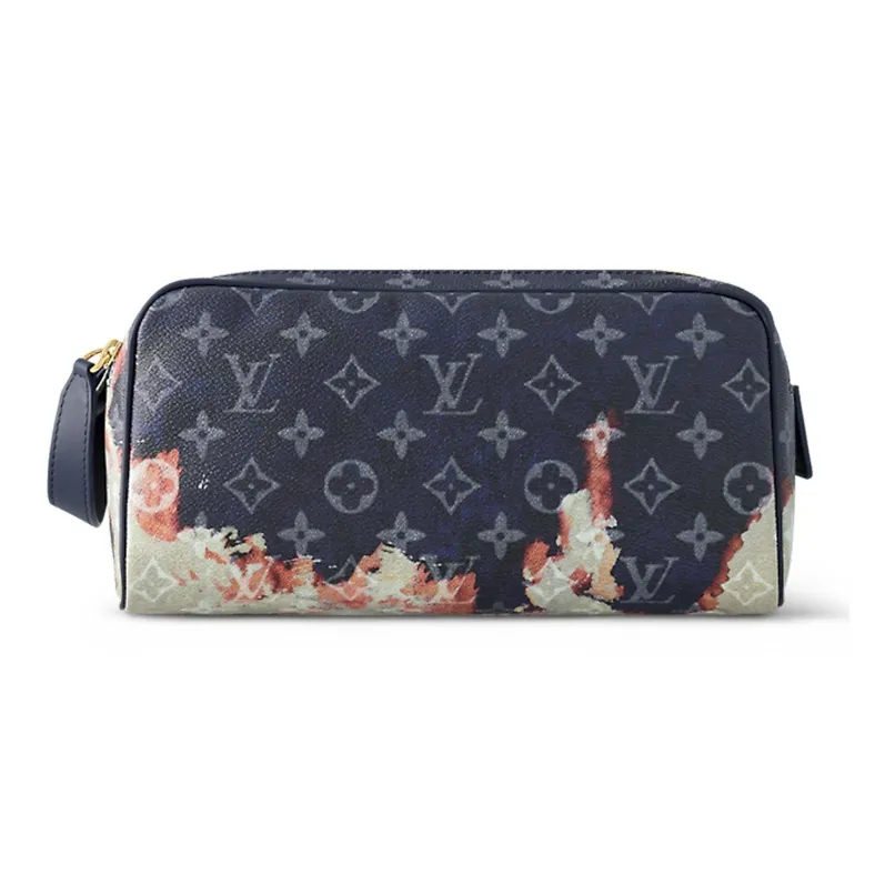 LOUIS VUITTON Dopp Kit Leather Toiletry Bag, Storage Bag Men's Ink Blue