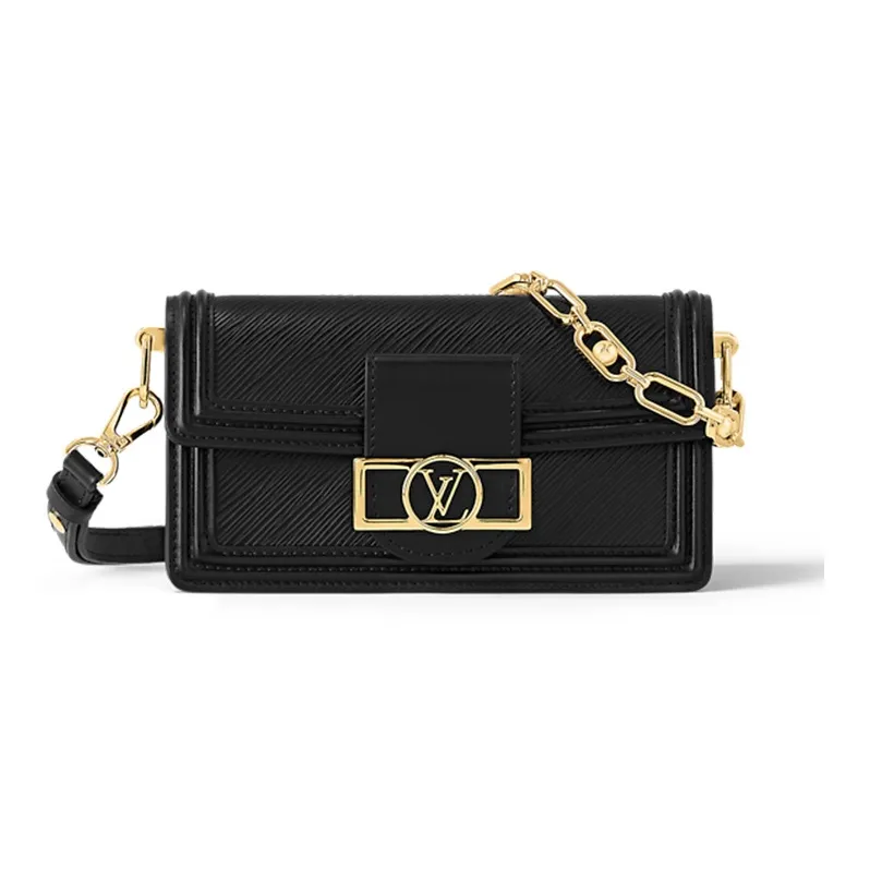 LOUIS VUITTON Dauphine Cow Leather Dafne Portable Crossbody Bag, Shoulder Bag Women's Black