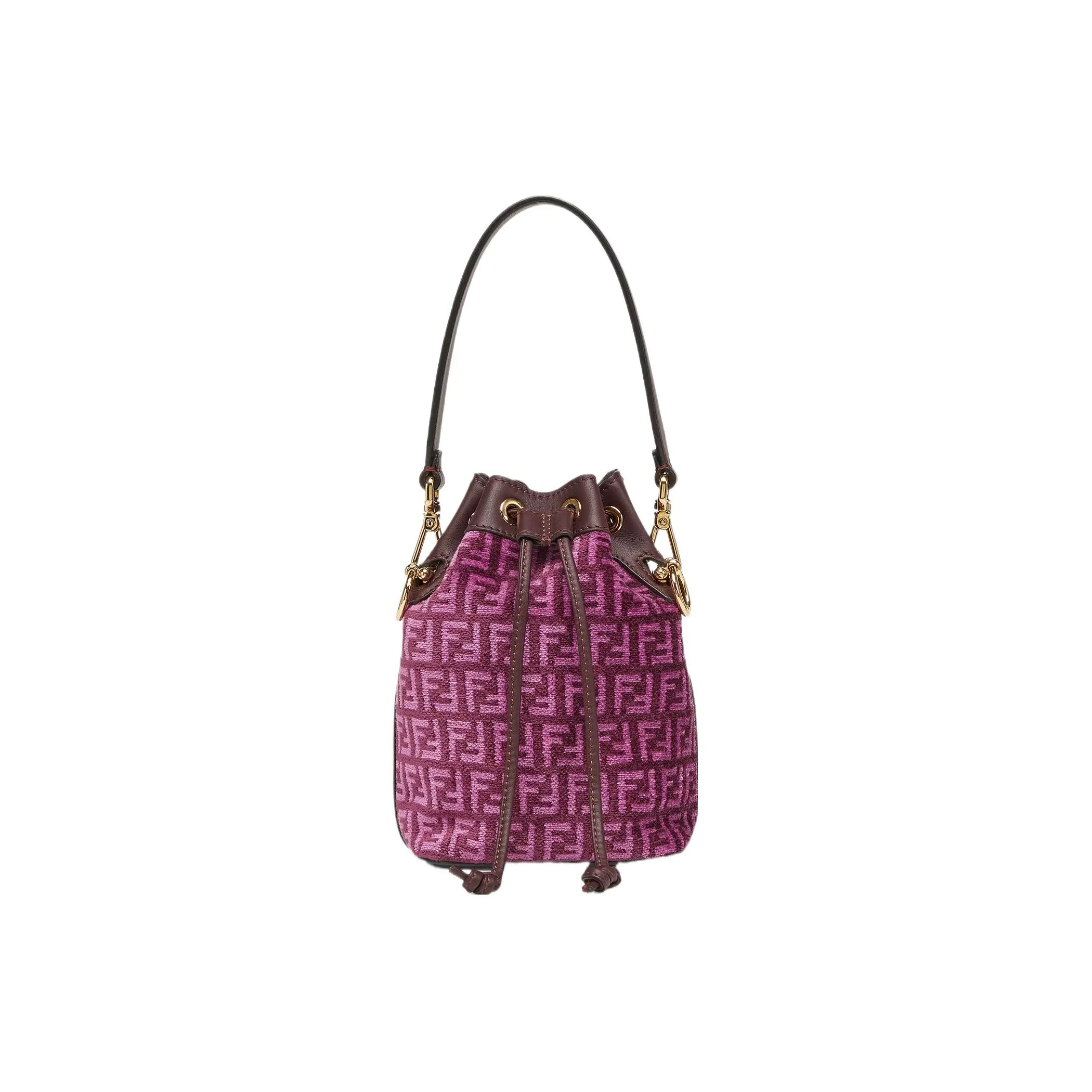 FENDI Mon Tresor Brocade Fabric Bucket Bag, Shoulder Bag, Crossbody Bag, Handbag Trumpets Women's Pink