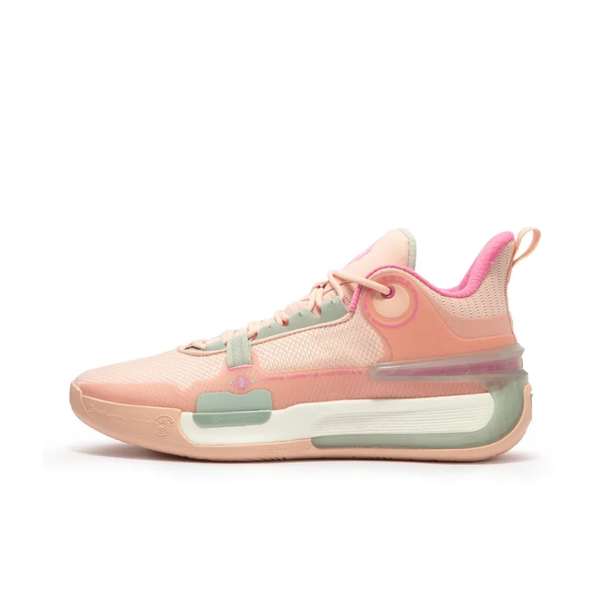 361° Cushioned Wear-Resistant Slip-Resistant Low-Top Basketball Shoes Men's Soft Pink/Thin Gray Green