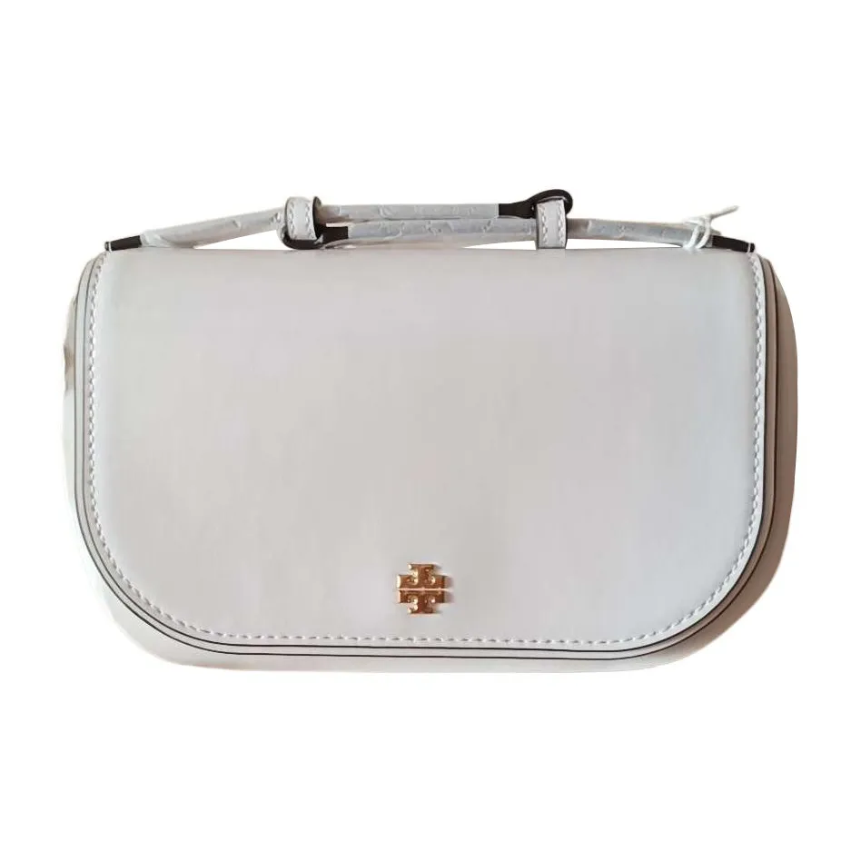TORY BURCH Emerson Smooth Leather Crossbody Handbag Women's Light Sensing White