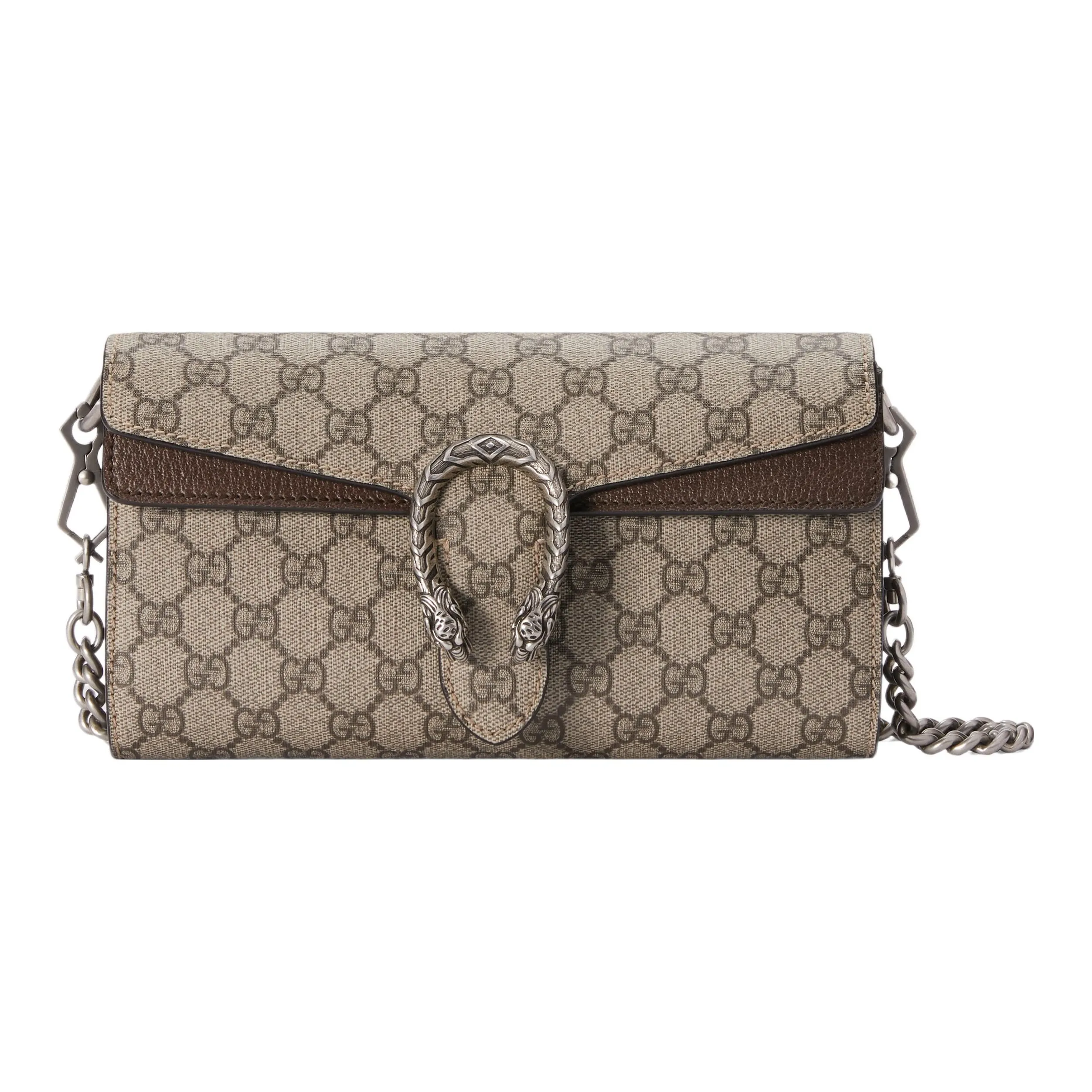GUCCI Dionysus Leather Paneled Canvas Crossbody Bag, Shoulder Bag Women's Brown