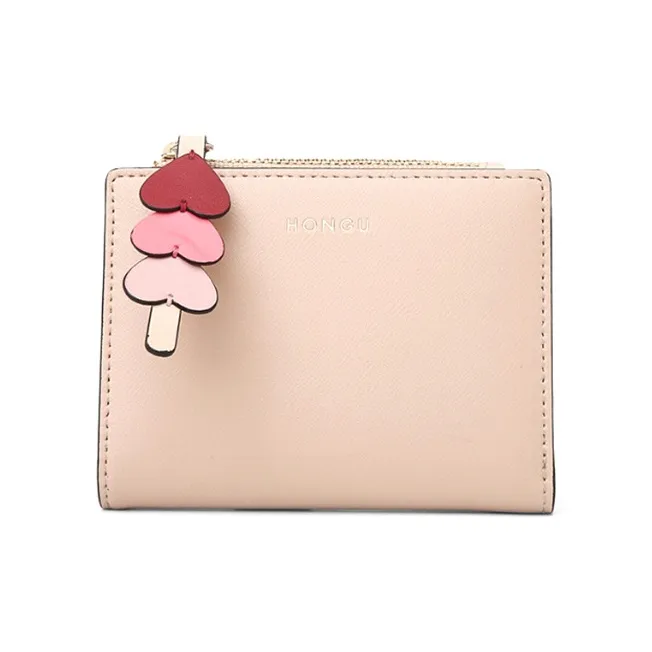 HONGU Коровья кожа с синтетической кожей клатч держатель для карт кошелек средний женский абрикос