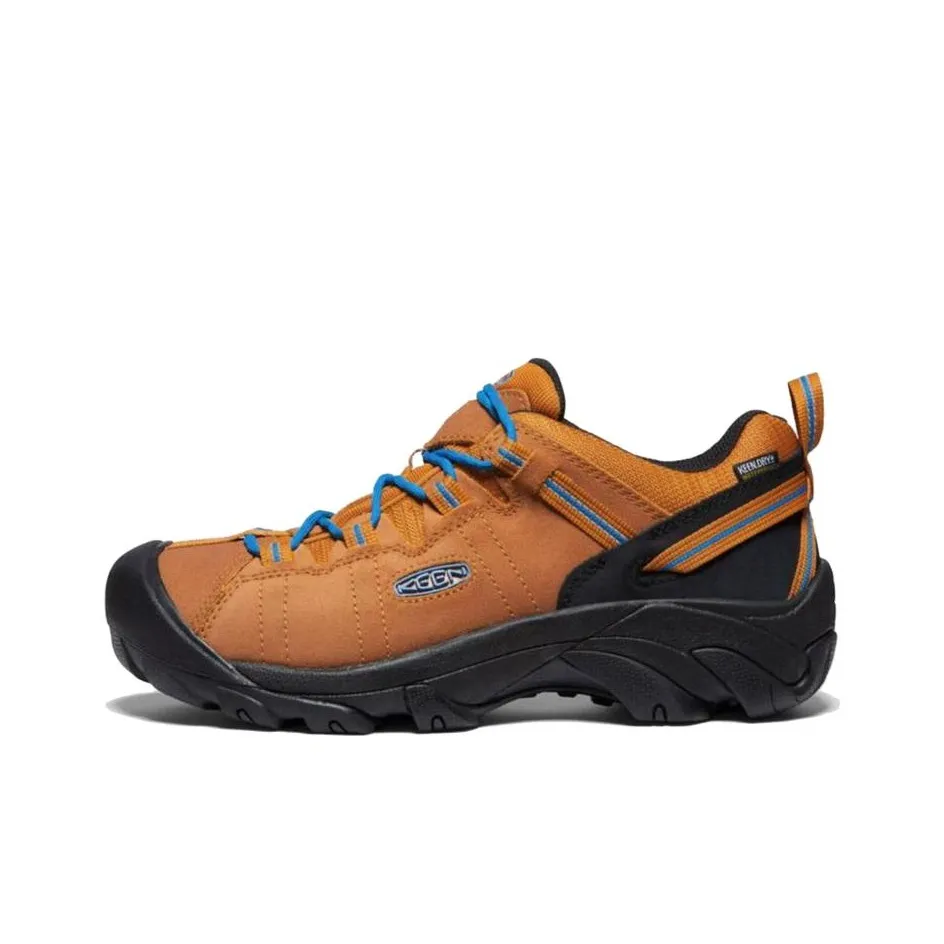 KEEN Targhee 2 WP Cushioning, Wear Resistant Low Top Hiking Shoes Men's Blue Brown