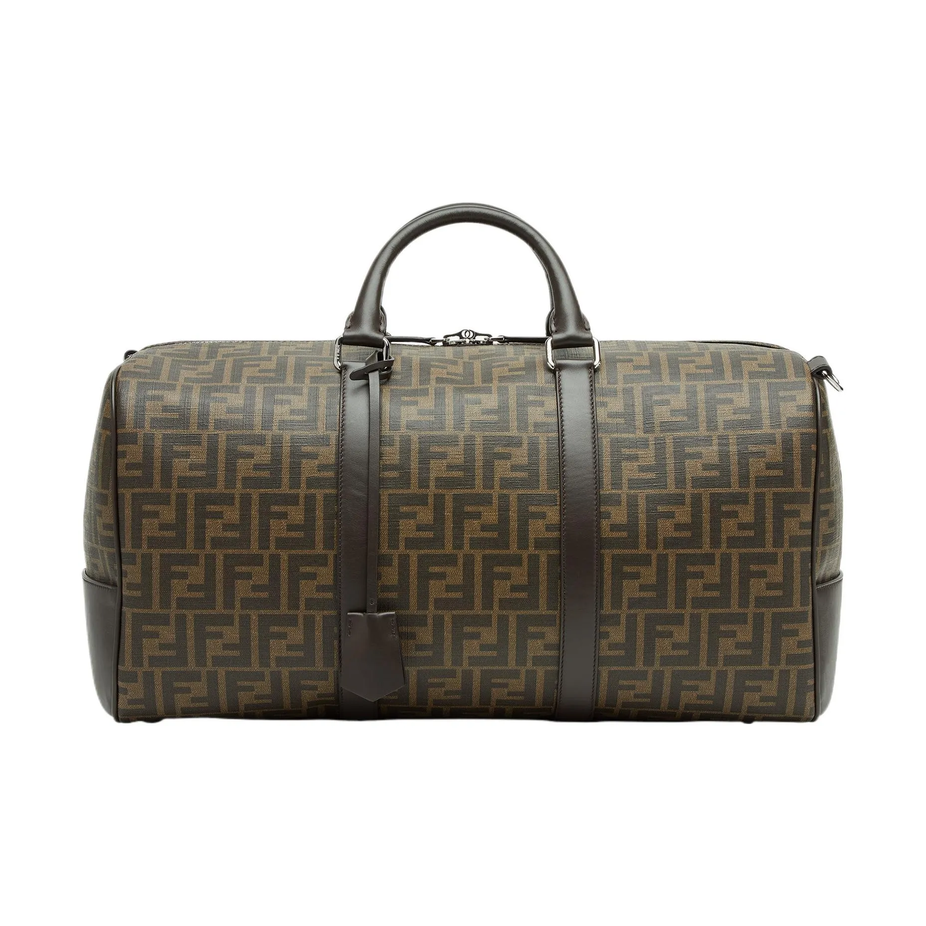 FENDI Calfskin With Polyurethane One Shoulder Crossbody Handbag, Travel Bag Tubas Men's Brown
