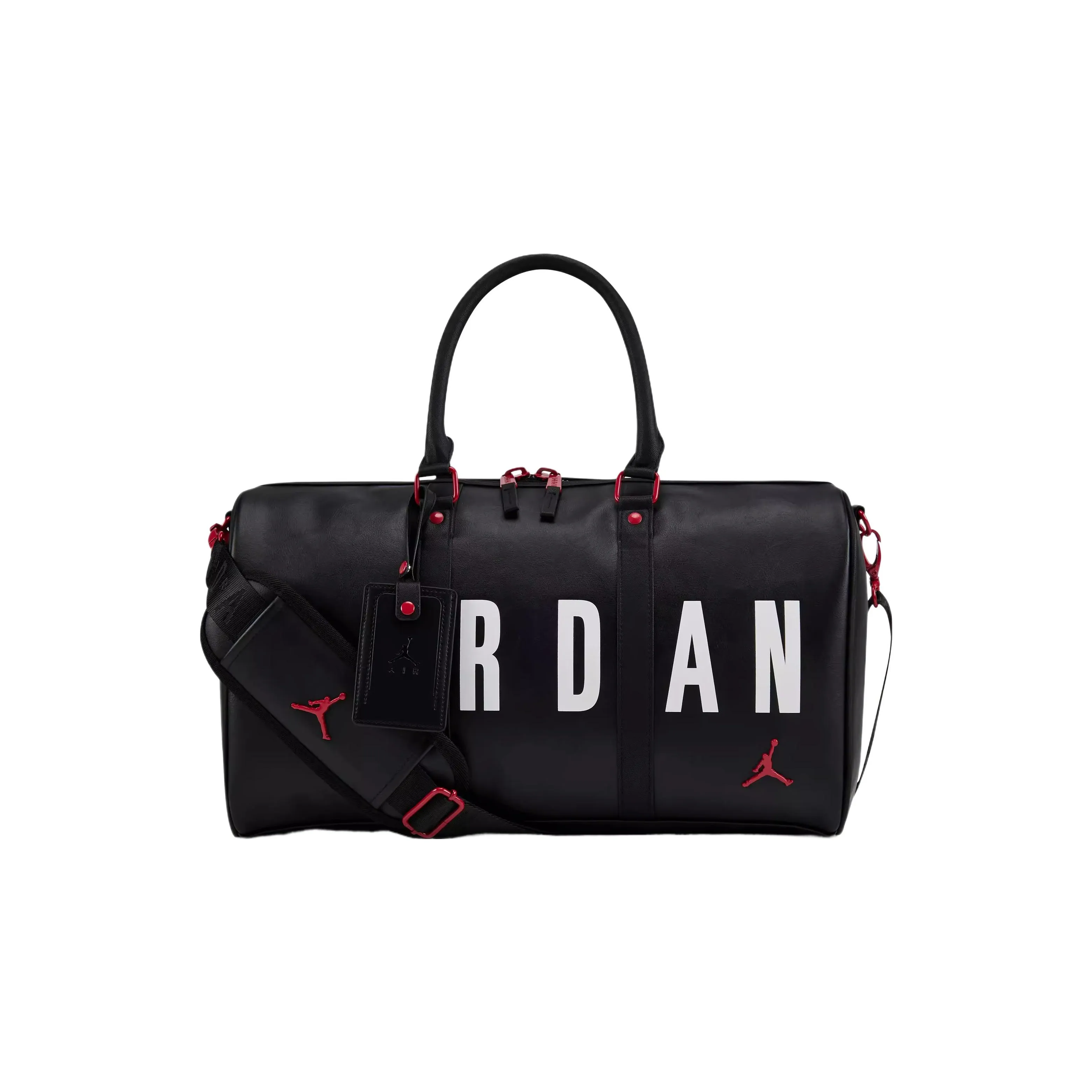 Jordan Synthetic Leather Luggage Bag Handheld Bucket Bag Fitness Handbag Shoulder Bag Unisex Black & White