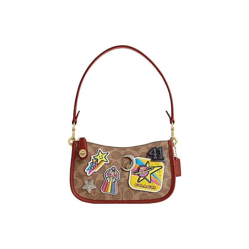 COACH Swinger PVC With Cow Leather Shoulder Bag Handbag Shoulder Bag Women's Brown