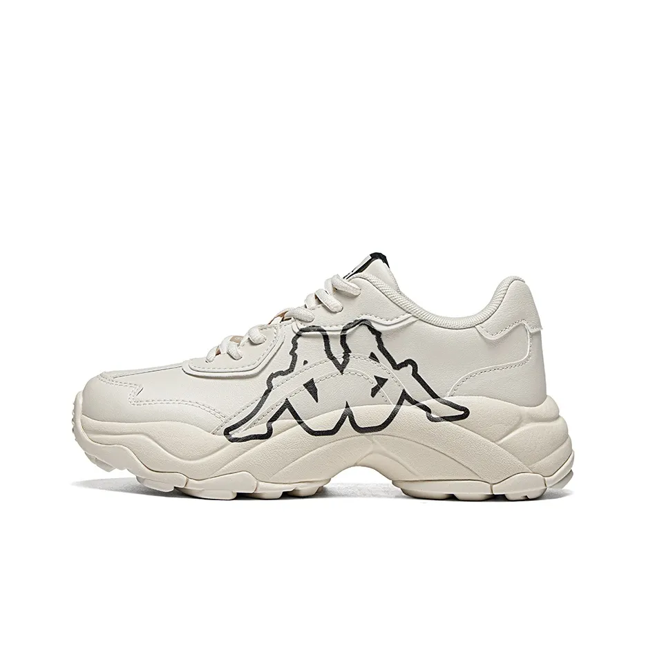 KAPPA Спина к Спине Противоскользящий Устойчивый к Износу Низкий Топ Толстая Подошва Кроссовки Унисекс Бежевый Желтый