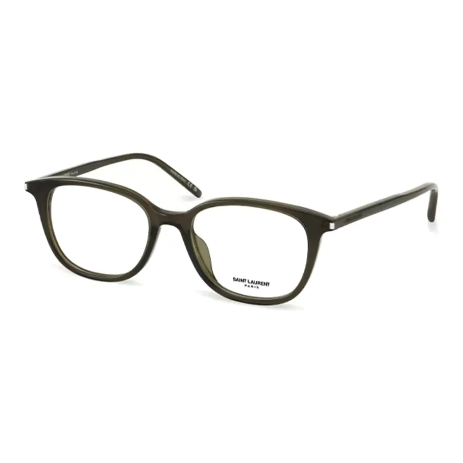 SAINT LAURENT Plate Frame Square Eyeglass Frames Unisex Green