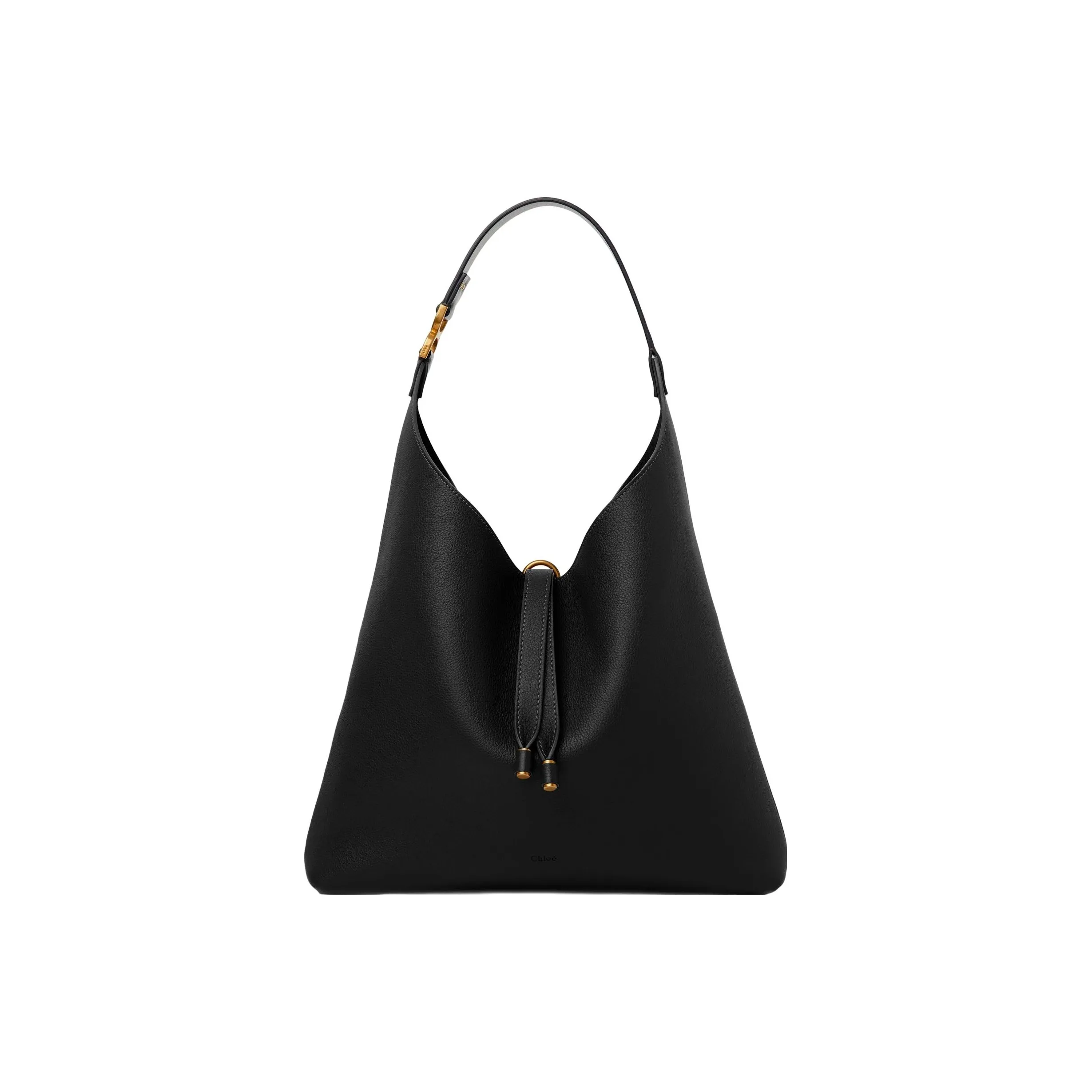Chloe Marcie Grain Calfskin Hobo Bag, Handbag, Shoulder Bag Women's Black