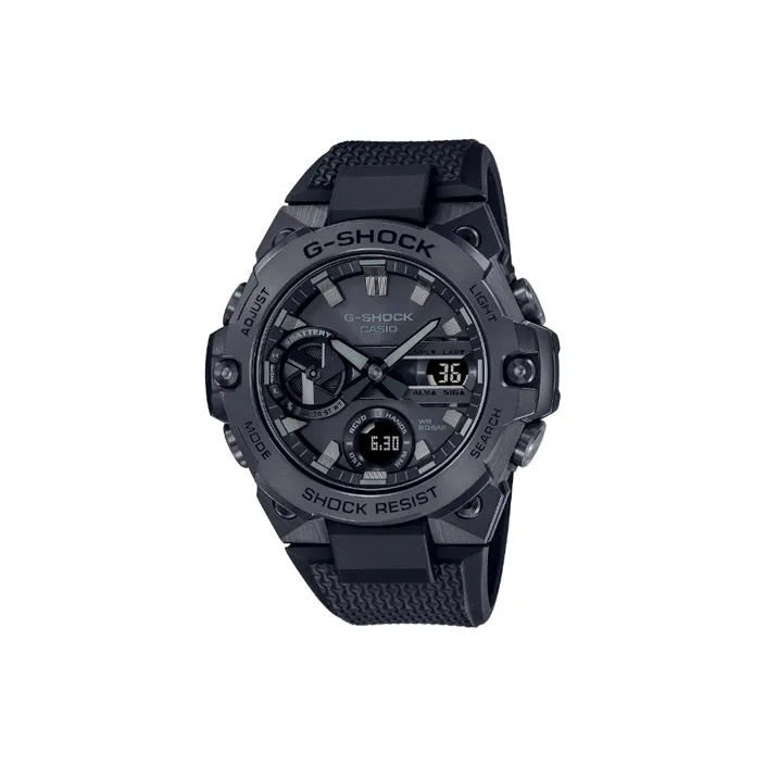 CASIO г Steel Collection Dual Display Disk Кварцевый механизм Смола Ремешок Часы Унисекс Черный Циферблат