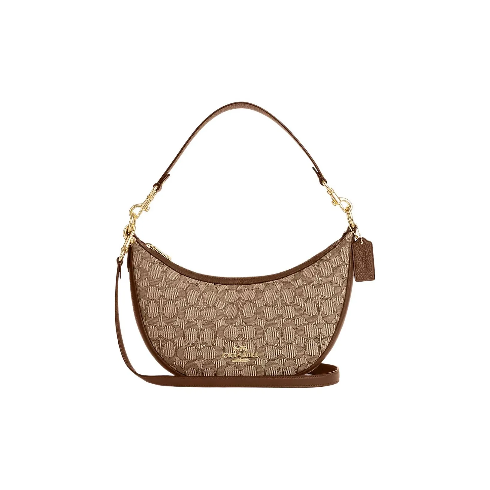 COACH Aria Cow Leather Crescent Bag Shoulder Bag Medium Size Women's Brown