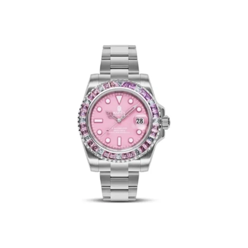 A BATHING APE Type 1 Crystal Stone A BATHING APEx Watch Pink