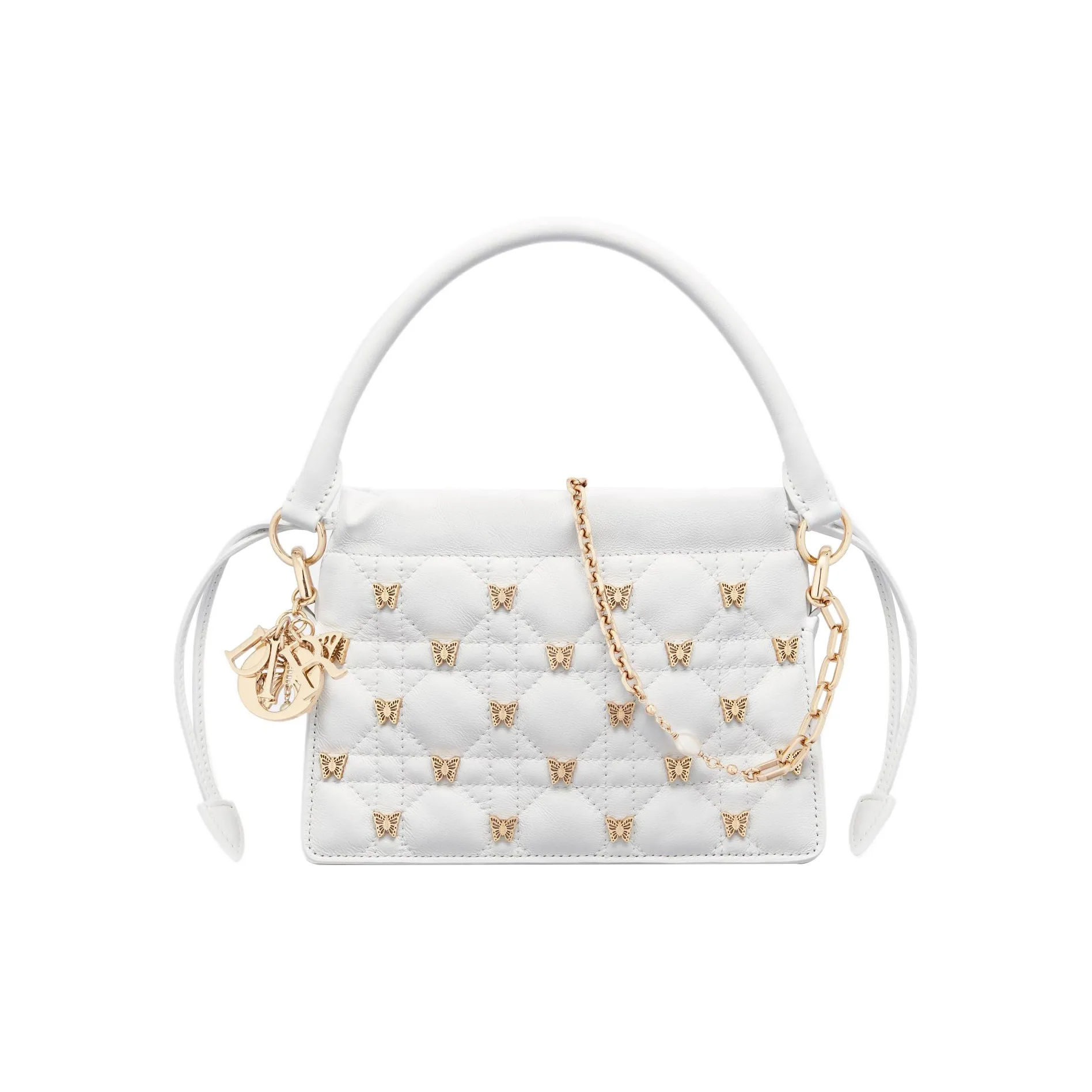 DIOR Sheepskin Shoulder Bag Crossbody Bag Handbag Mini Women's White