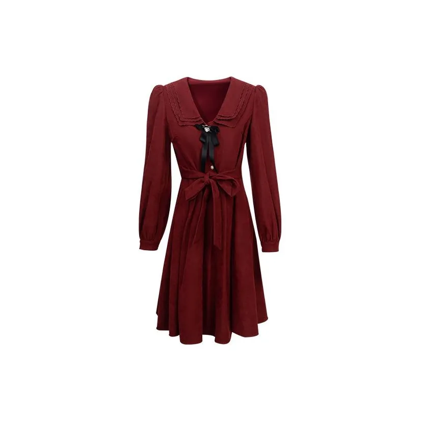 Olrain Long Sleeved Dresses Women's Red