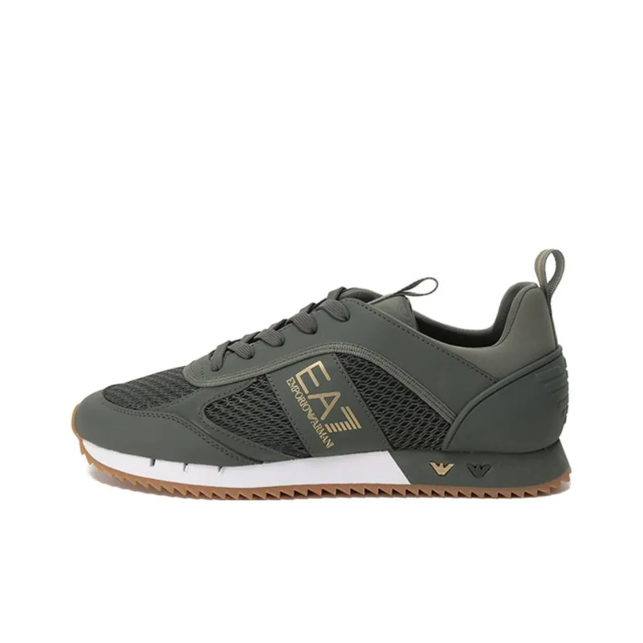 EMPORIO ARMANI EA7 Breathable Low Top Casual Shoes 2.5cm Unisex Green Gold